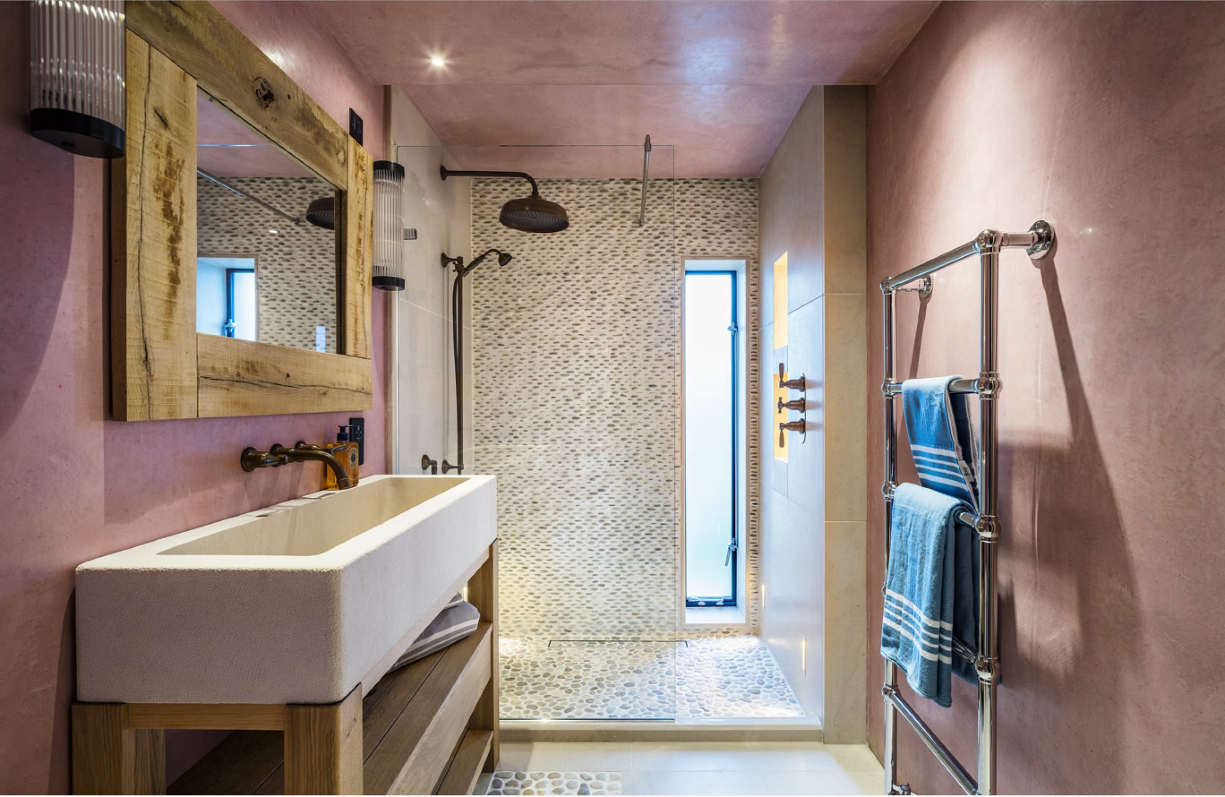 coastal cottage bathroom polished plaster