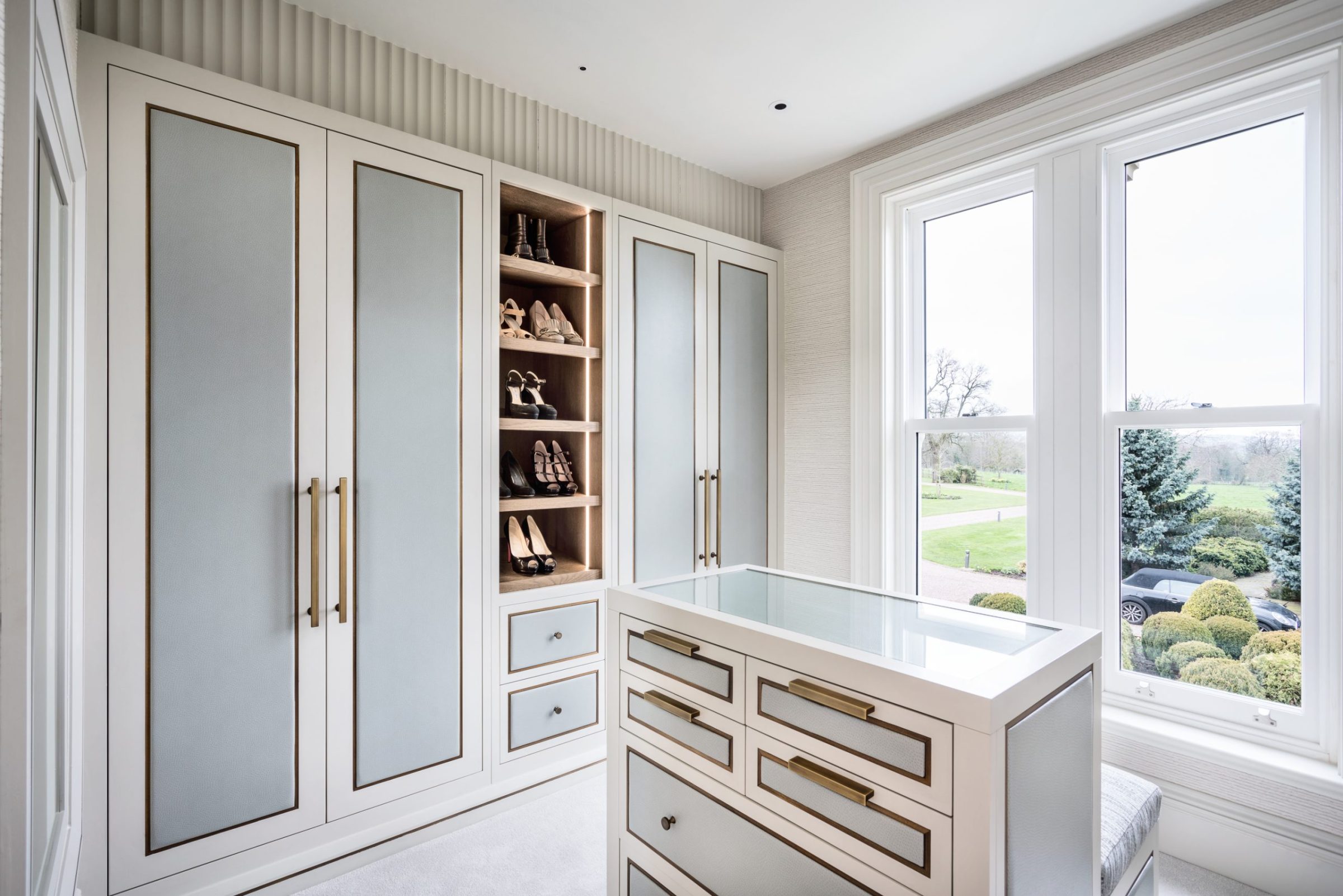 Dressing Room with Leather Wardrobe Doors